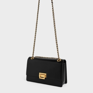 Túi Đeo Vai Charles & Keith Chain Handle Shoulder Bag Black CK2-20840464-10 Màu Đen