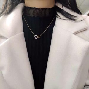 dây chuyền trái tim đôi titan vàng