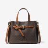 Túi Xách Michael Kors MK Emilia Small Logo Satchel 35H0GU5S1B Brown Màu Nâu